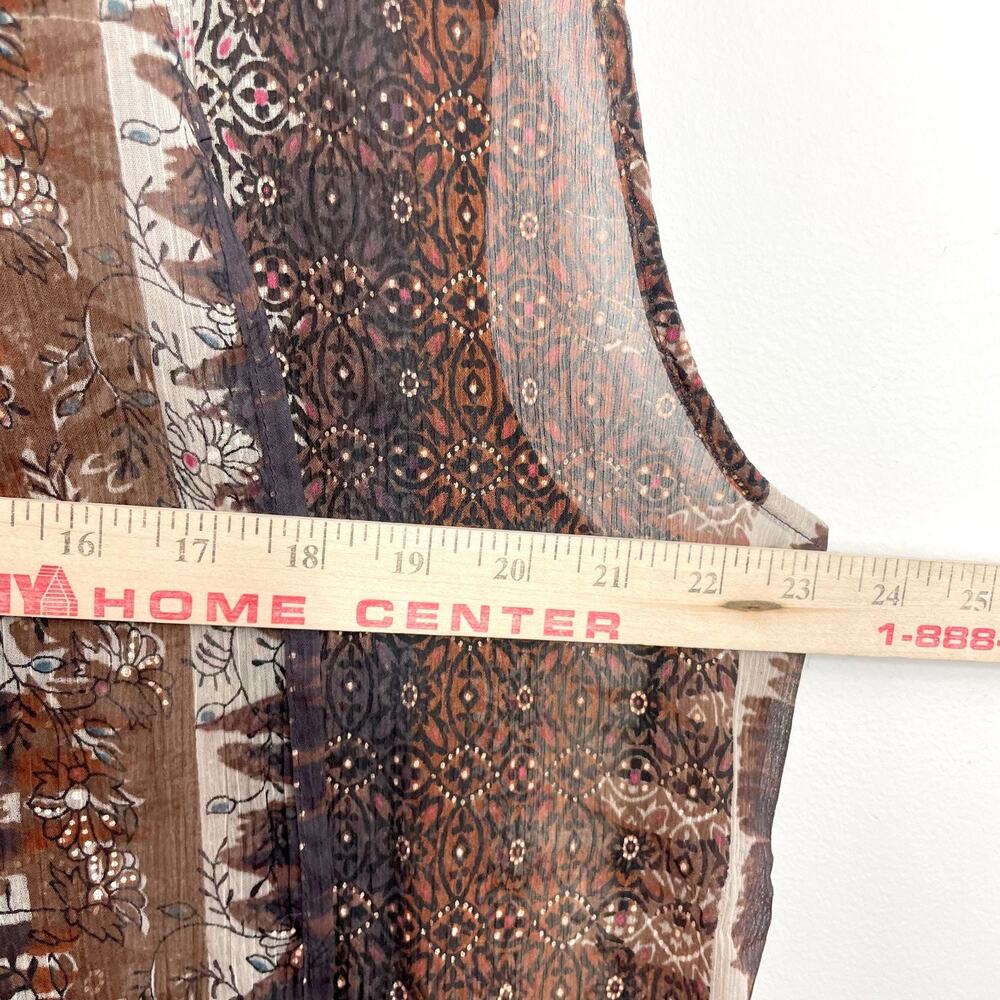 Vintage Y2K‎ Coldwater Creek Sheer Kimono Top Brown Fairy Grunge Earthy Flowy - Picture 8 of 9